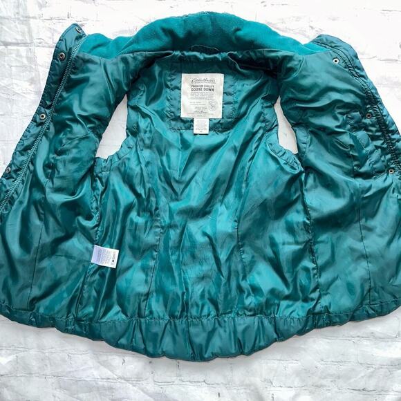 EUC Women’s XS Eddie Bauer Dk Teal Premium Quality Goose Down Puffer Vest Jacket - Picture 7 of 10